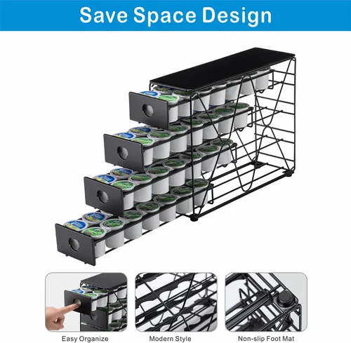 Miniatura 4 de Cajón Organizador de Tazas K de FlagShip para Cápsulas de Café Keurig - Organizador de 4 Niveles para Mostrador (Capacidad para 56 Cápsulas)