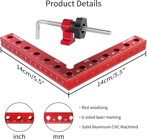 Miniatura 3 de Paquete de 4 abrazaderas de esquina de 90 grados de 5.5 pulgadas para carpintería Aluminum Alloy Positioning Squares, Clamping Right Angle Clamps