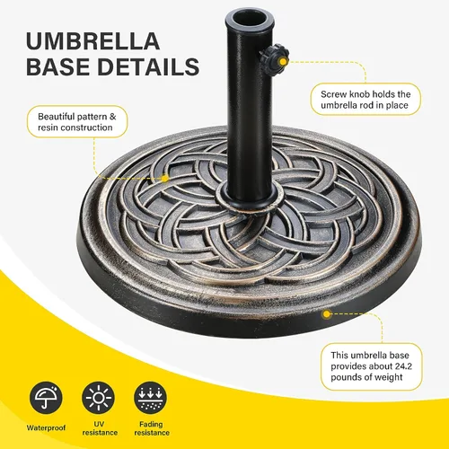 Miniatura 4 de YSSOA Base de sombrilla de mercado de 24.2 libras de 17.72 pulgadas, soporte redondo resistente para patio al aire libre, terraza, césped, jardín