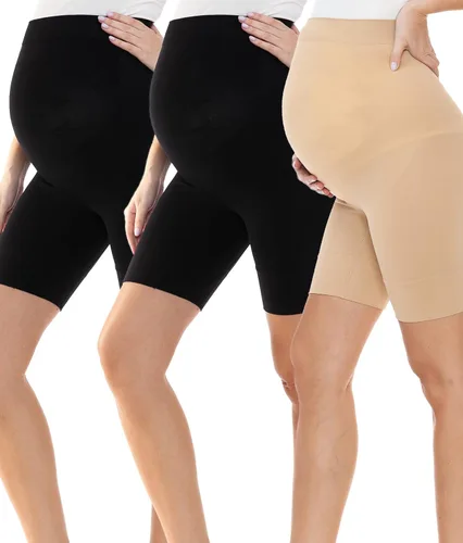Leggings Depot Ropa de maternidad sin costuras para mujer, ropa interior de embarazo a medio muslo, soporte para el vientre, evita rozaduras, S-XL