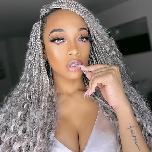 Miniatura 63 de 8 Paquetes de Cabello Rizado con Ganchillo GoGo, Cabello Rizado con Ganchillo para Mujeres Negras, Trenzado de Onda Profunda, Cabello Sintético