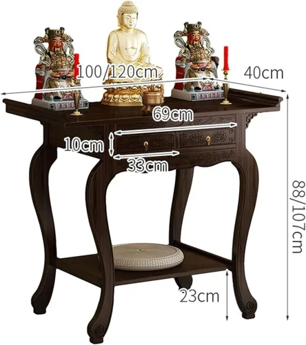 Miniatura 3 de Estante de altar de Buda Nueva mesa de oferta de estilo chino, Gabinete de porche de madera maciza, Nicho budista, Mesa de incienso, Hogar