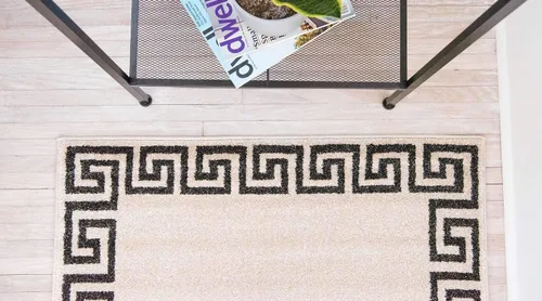 Miniatura 5 de Unique Loom - Alfombra de diseño geométrico moderno con borde clásico de la colección Atenas, de 5 x 8 pies, diseño en colores beige y negro Beige