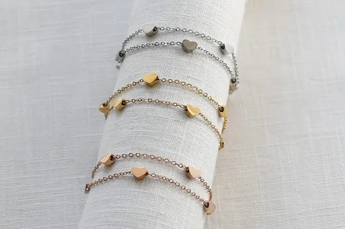Miniatura 9 de LUUK LIFESTYLE Pulsera de acero inoxidable con colgante y tarjeta de felicidad, filigrana y joyería minimalista para mujer, idea de regalo única