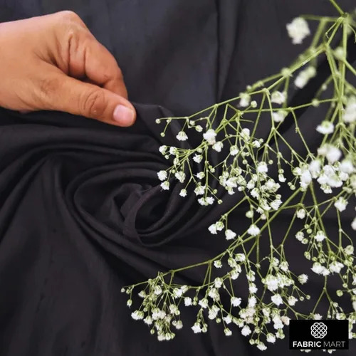 Miniatura 2 de Fabric Mart Direct Tela Dupioni de seda negra por el patio, 2 yardas continuas 41 pulgadas de ancho Slubbed Dupioni Silk Solid Color Black Negro