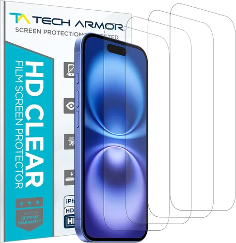 Miniatura 12 de Tech Armor Protector de pantalla para iPhone de 6.1 pulgadas, película transparente HD, máxima protección de pantalla, claridad cristalina, fácil