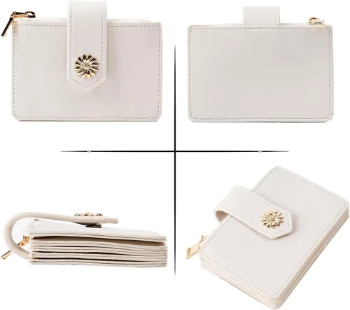 Miniatura 4 de Billetera pequeña para mujer RFID para mujer, carteras para tarjetas para mujer, delgada, cartera para tarjetas de crédito para mujer, beige-2