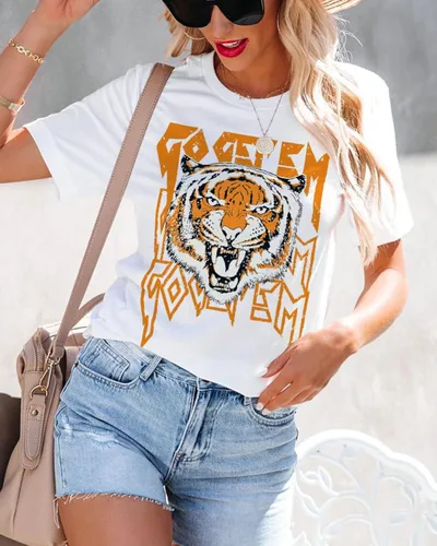 Miniatura 3 de Camisetas gráficas para mujer, de manga corta y cuello redondo, para el verano