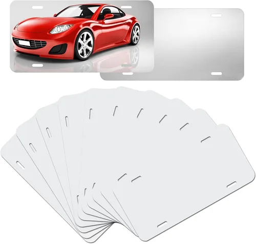 Nicunom Paquete de 15 Placas de Matrícula en Blanco para Sublimación, Etiqueta de Placa de Matrícula de Aluminio Metálico, Etiqueta de Coche para