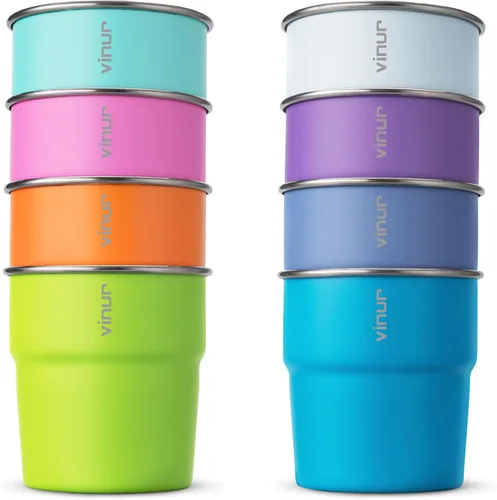 Miniatura 12 de VINUR Vasos Tumbler de Acero Inoxidable de 8 oz, Vasos de Metal Apilables para Beber para Viajes, Campamento, Exteriores, Paquete de 4