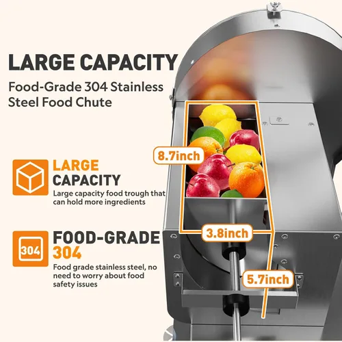 Miniatura 7 de Cortadora de verduras eléctrica y manual comercial, 0–13mm, máquina de corte de frutas de acero inoxidable comercial 2-EN-1, cortador de alimentos