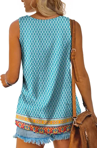 Miniatura 4 de OFEEFAN Camisetas sin mangas para mujer, cuello redondo, ajuste holgado, ropa de verano
