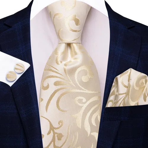 Miniatura 295 de Hi-Tie Corbatas de seda para hombre, diseño de cachemira a rayas, con bolsillo, gemelos cuadrados, conjunto formal de negocios