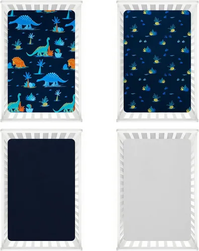 Miniatura 8 de david's kids Juego de 4 sábanas ajustadas para cuna, juego de sábanas para bebé ultra suaves, transpirables y cómodas, neutras, para niños y niñas