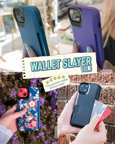 Miniatura 6 de Smartish - Funda tipo cartera para iPhone 13, diseño de cartera volumen. 1 tarjetero de crédito [delgado + protector] – Lazo negro traje de noche