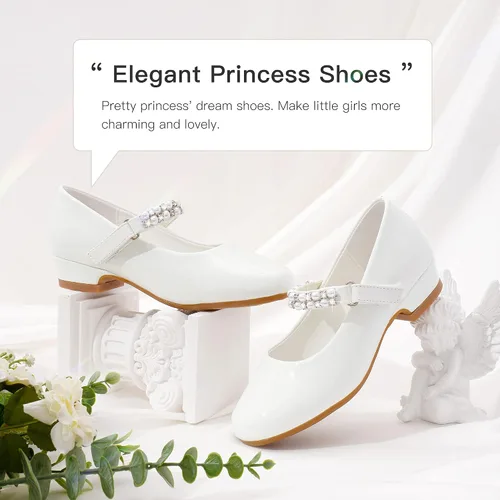 Miniatura 2 de Furdeour Zapatos Mary Janes para niñas pequeñas, zapatos de ballet de tacón bajo para boda, fiesta, zapatos de vestir para niños