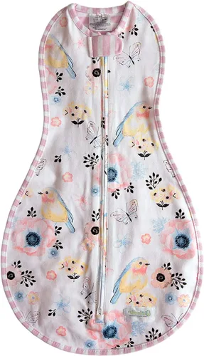 Woombie Grow with Me Manta Envolvente para Bebé, Manta Envolvente Convertible para 0-9 Meses, Se Expande a Manta Vestible hasta 18 Meses, Pájaros y