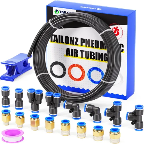 Miniatura 23 de TAILONZ PNEUMATIC Azul 0.236 in OD 0.157 in ID poliuretano PU manguera de aire tubo kit 32.8 ft 32.8ft