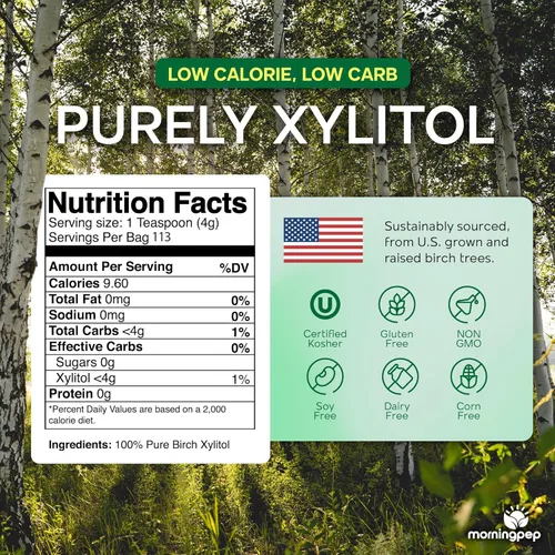 Miniatura 4 de Morning Pep - Edulcorante puro de xilitol de abedul (apto para dieta keto) sin regusto 1 libra (no de maíz) sin OMG Kosher sin gluten Producto
