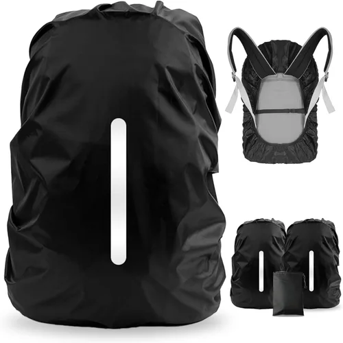 LAMA Paquete de 2 fundas impermeables para mochila, protector reflectante a prueba de lluvia para antipolvo y antirrobo, tamaño M (para mochila de
