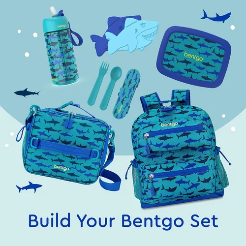 Miniatura 5 de Bentgo Buddies - Paquetes de hielo reutilizables delgados para cajas de almuerzo, bolsas de almuerzo y enfriadores - Paquete de 4 multicolor Tiburón