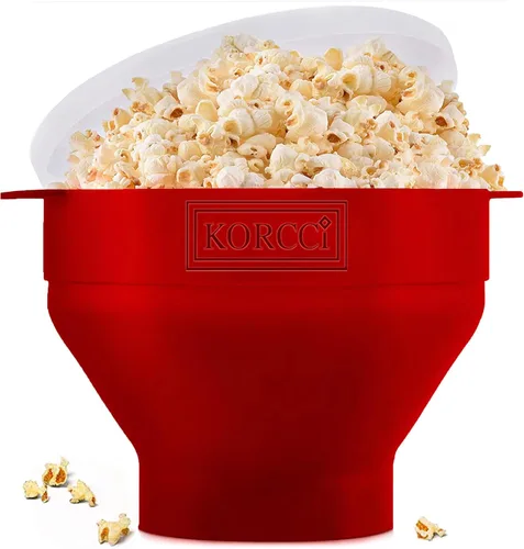 El original Korcci - Palomitero de silicona para microondas, palomitas de maíz para microondas, cuenco plegable para hacer palomitas de maíz en el