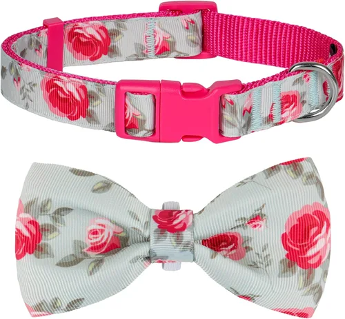Miniatura 15 de azuza Collar de perro con pajarita, collar de perro suave y cómodo con lazo, patrones divertidos y color brillante para perros pequeños D#Fruta-Piña