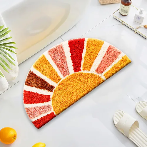 Miniatura 11 de Tapetes de baño bohemios antideslizantes geométricos, alfombras de baño esponjosas, suaves y absorbentes para baño, ducha, lavabo, hogar, entrada, L