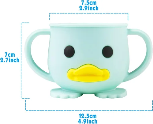 Miniatura 7 de Vaso para niños pequeños, taza de entrenamiento de silicona, taza de destete LED para bebés con doble asa, taza abierta para bebés, irrompible, 7