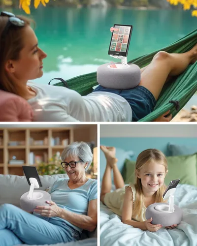 Miniatura 2 de Viozon Soporte para teléfono para cama, mini soporte para Kindle con forma de almohada, compatible con Kindle/teléfono de 3.5-7" con cuenco pequeño
