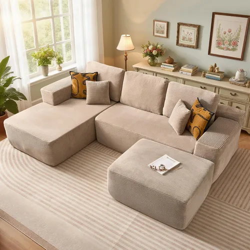 Miniatura 24 de 106" Cloud Boneless Couch with Chaise, L-Shape Deep Seat Sectional Couches, No Assembly Required, Convertible Modular Sleeper Sofa Bed, Living Room