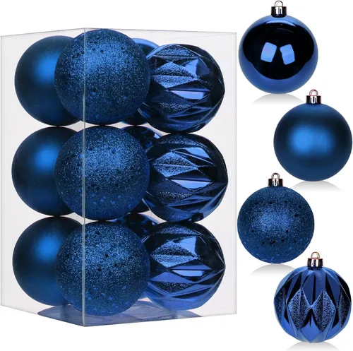 Miniatura 58 de 30 piezas de adornos de bola de árbol de Navidad irrompibles negros para decoración navideña