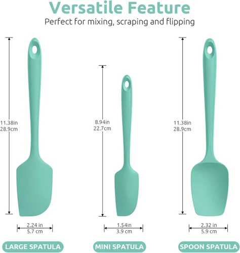Miniatura 2 de U-Taste Juego de espátulas de silicona, 600ºF, resistentes al calor, sin costuras, de grado alimenticio, goma flexible, para cocina, mezcla