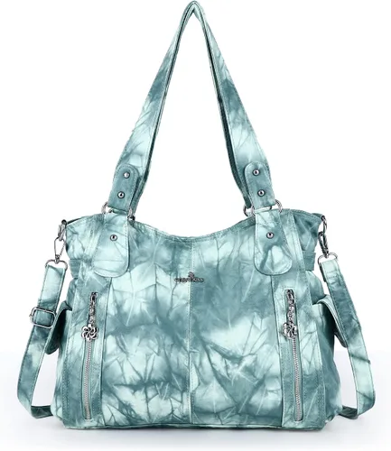 Miniatura 14 de Angel Kiss Bolsos para mujer con tiras en la parte superior, bolso estilo Hobo, bolsas de hombro espaciosas y casuales, cartera estilo Tote de PU