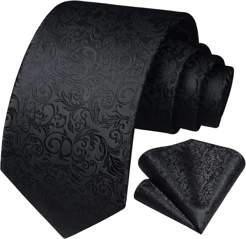 Miniatura 161 de HISDERN Corbatas para hombre, corbata de cachemira y bolsillo cuadrado tejido clásico floral para hombre, corbata de fiesta de boda