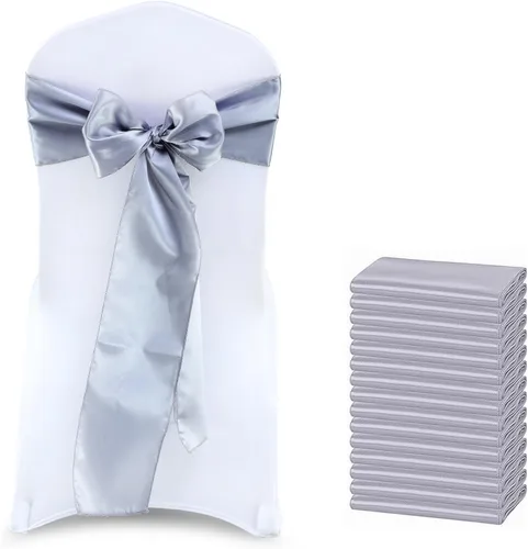 Miniatura 49 de MDS Bandas de Satén para Sillas, Paquete de 50, 7"x108" Cada Una, Lazos Decorativos de Cinta para Respaldos de Sillas para Fiestas de Navidad, Cena