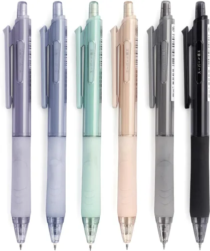 NNY Bolígrafos de gel de tinta negra de 0.020 in con agarre cómodo para escritura suave, suministros escolares y de oficina (paquete de 6)