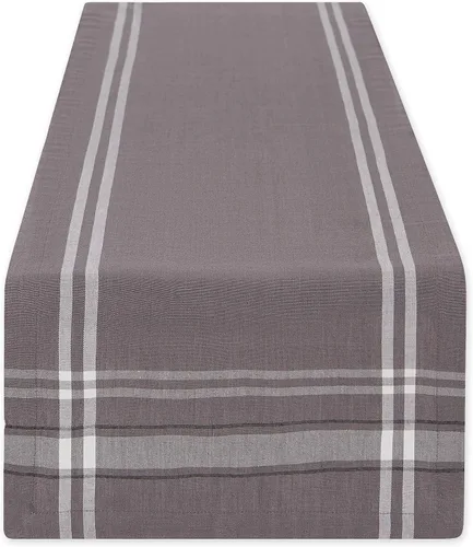 Miniatura 13 de DII Colección de Mesa de Comedor de Rayas Francesas Camino de Mesa Estilo Granja, 14x72 Pulgadas, Gris Pardo/Negro