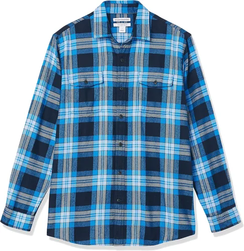 Miniatura 7 de Tienda Essentials Camisa de franela de manga larga con dos bolsillos para hombre