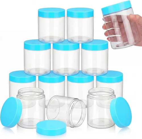 Miniatura 45 de SATINIOR Paquete de 12 frascos de plástico con tapas, frascos redondos para cosméticos de viaje, para artículos de tocador, loción, crema