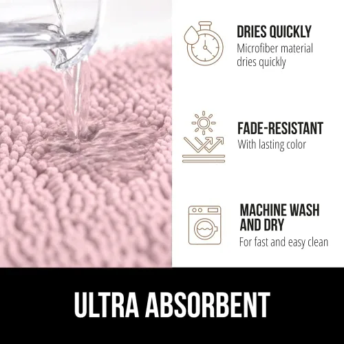Miniatura 479 de Gorilla Grip - Tapete de baño de felpilla gruesa, suave y absorbente, secado rápido, de microfibra, con reverso de caucho, para piso de ducha, Nube