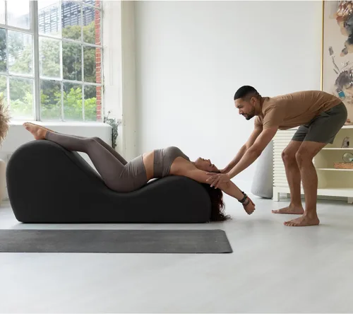 Miniatura 4 de Avana Chakra Yoga Chaise - 2 reposacabezas ajustables y asas con correas ajustables, micro terciopelo/microbucle, negro y gris