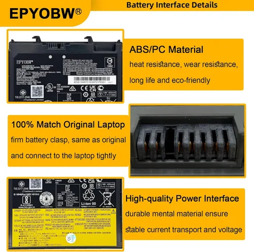 Miniatura 4 de L17M2PB5 - Batería para portátil de 39 Wh, 5080 mAh, 2 celdas, 7.68 V, compatible con Lenovo V330-14ISK 81AY / V330-14IKB 81B0 / V330-14ARR 81B1