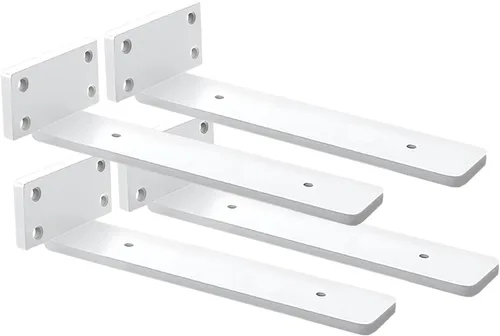 Miniatura 29 de Paquete de 4 soportes de estante flotantes de 8 pulgadas, soporte de estante oculto de 1/5 pulgadas de grosor, soportes de metal de hierro