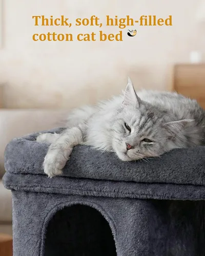 Miniatura 7 de Aechonow Árbol para gatos grandes, perca grande de 19 x 16.5 pulgadas, torre para gatos adultos para gatos de interior con poste rascador de 24