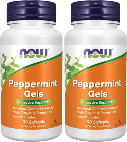 Miniatura 9 de NOW Foods Suplementos, geles de menta con aceites de jengibre e hinojo, revestimiento entérico, soporte digestivo*, 90 cápsulas blandas