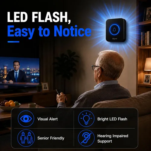 Miniatura 8 de Timbre inalámbrico, timbre enchufable con flash LED, rango de 1300 pies, sistema expandible, timbre de puerta impermeable fácil de instalar