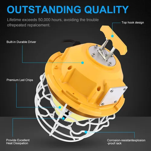 Miniatura 5 de Luz de trabajo temporal LED 250W 37500LM 5000K Luz diurna blanca alta Bahía LED luz de construcción con gancho portátil enlazable duradero LED