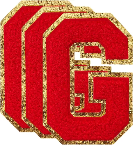 Miniatura 194 de 3 parches de números de chenilla negra, tamaño grande de 4-1/2" parches de números para planchar, parches universitarios para ropa, 8" Borde oro rosa