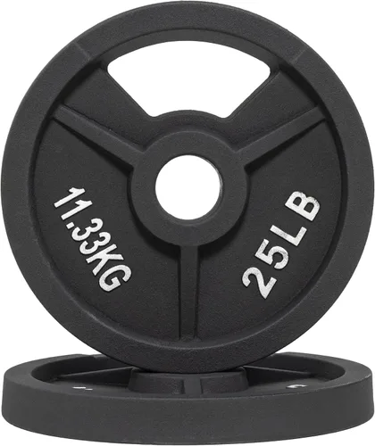 Miniatura 21 de Signature Fitness Olympic - Placa de pesas de hierro fundido de 2 pulgadas para entrenamiento de fuerza y levantamiento de pesas, varios tamaños
